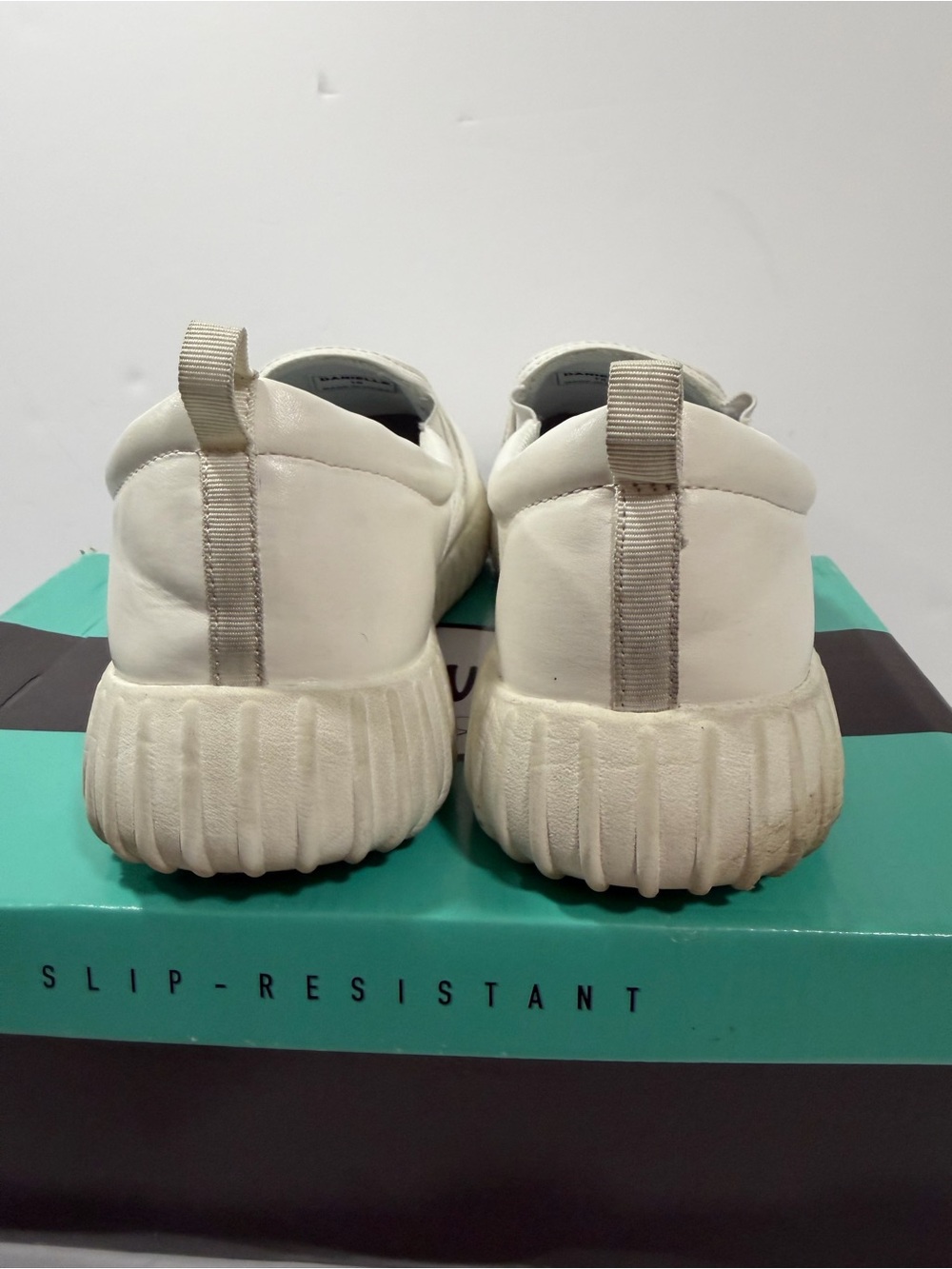 Savvy White Slip-On Sneakers with Teal Box - Picture 9 of 9